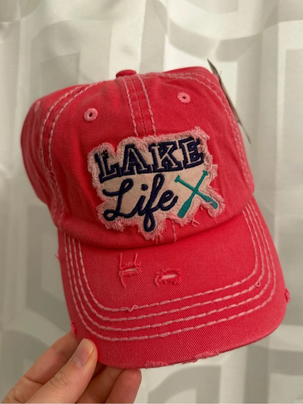 NWT Lake Life girls peach distressed hat